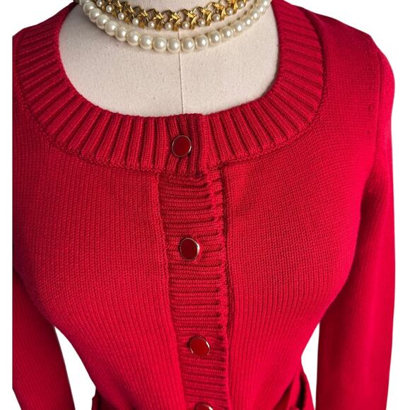 POSSE Sabrina Long Sleeve Cardigan Ruby in Red classic knit holiday size 0 XXS - Picture 7 of 16